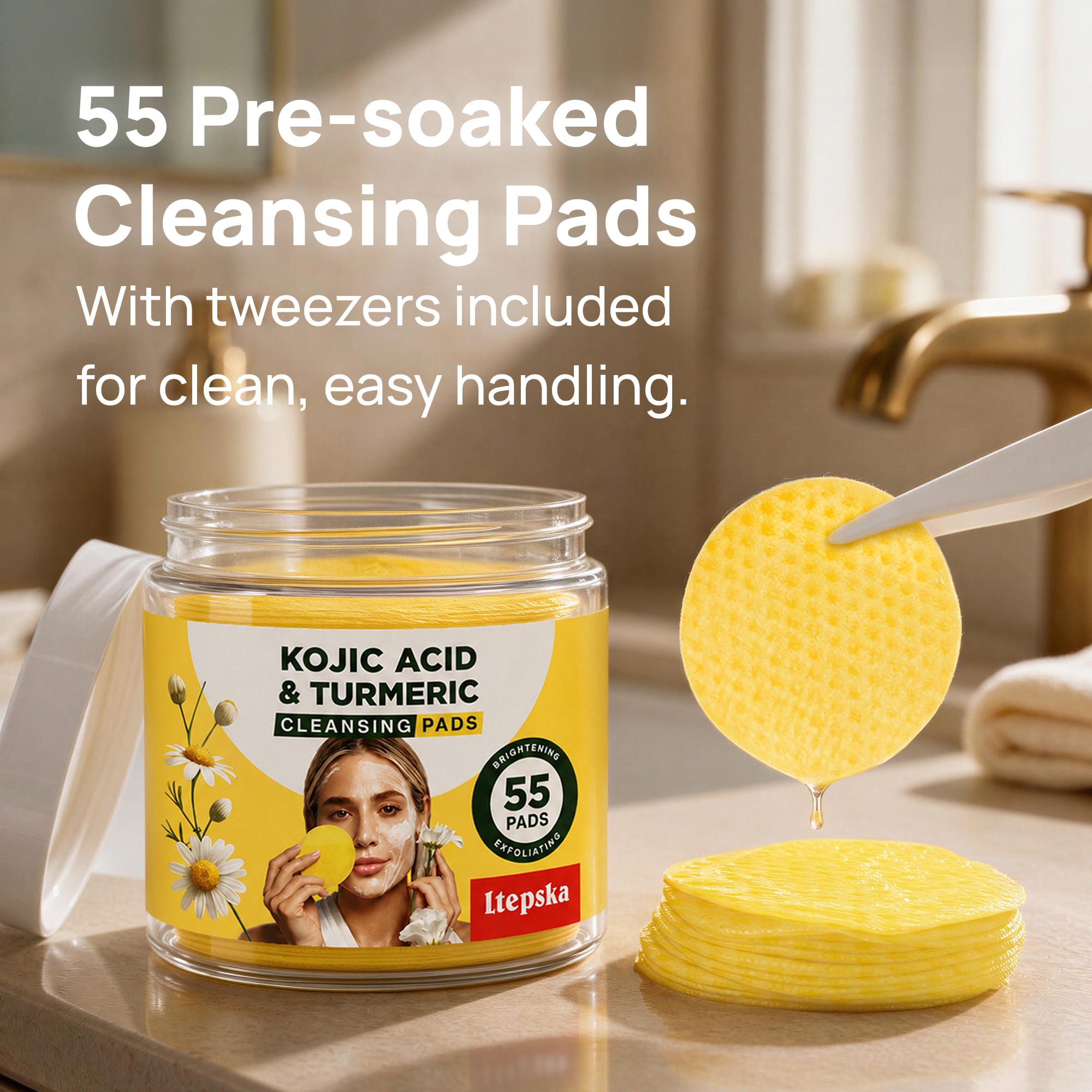Ltepska Kojic Acid & Turmeric Cleansing Pads - Promotional Visual 1